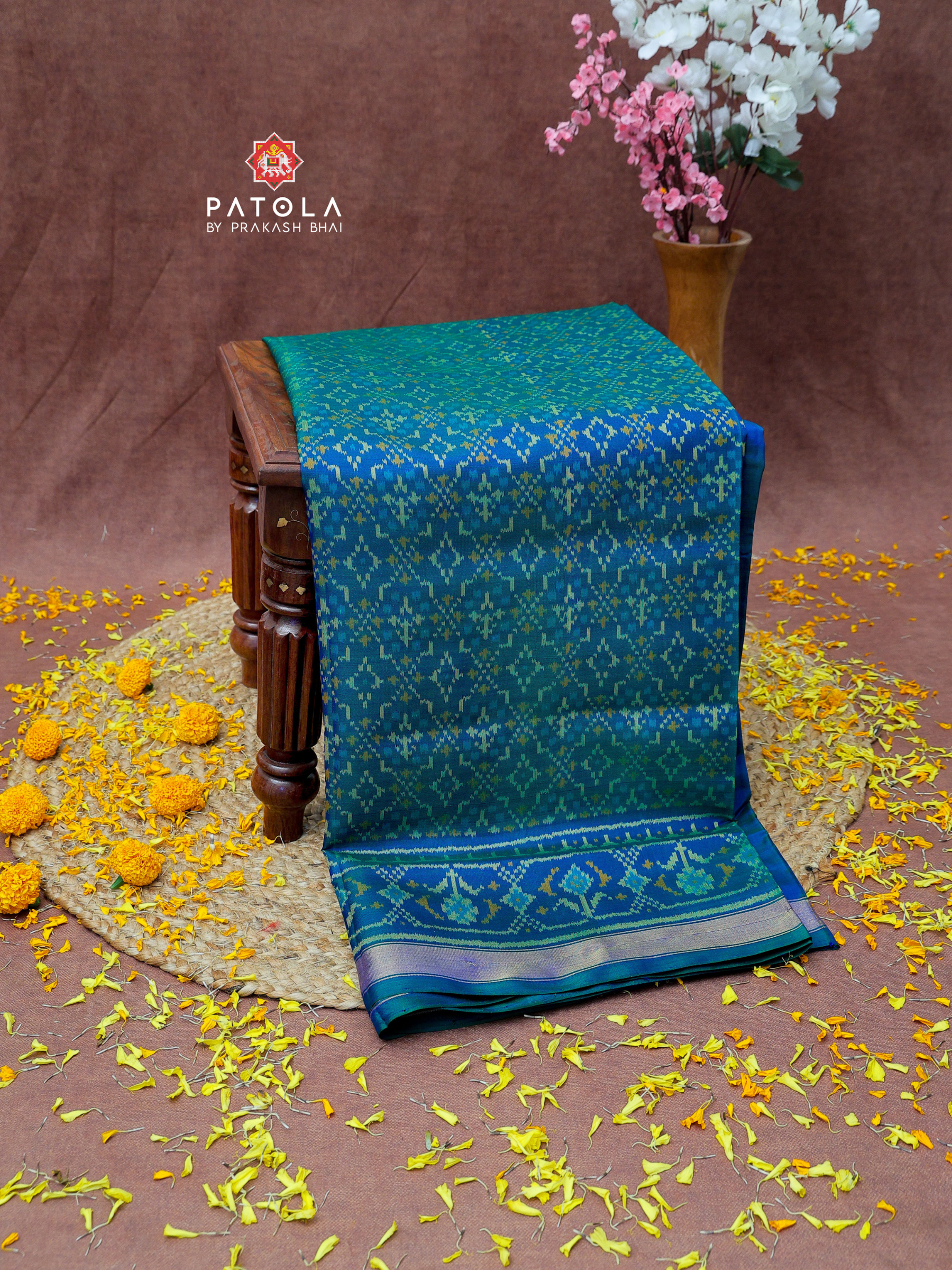 Traditional Button Phool Designer Single Ikat Patola Saree
